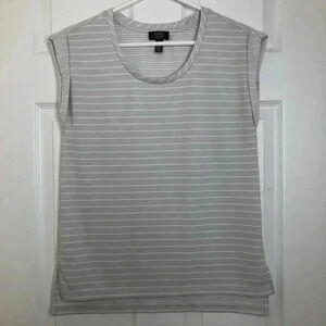 Jones New  York Tank Top Grey & White Striped Size Small